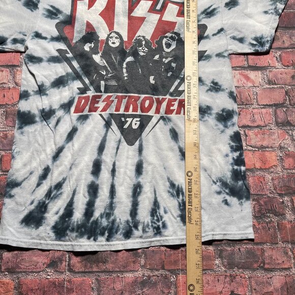 Kiss Destroyer Shirt Mens S/M Blue Tye Dye Graphic Band Rock Roll Liquid Blue - Picture 3 of 5